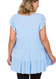 Spring Blue Ruffle Tiered Top Plus